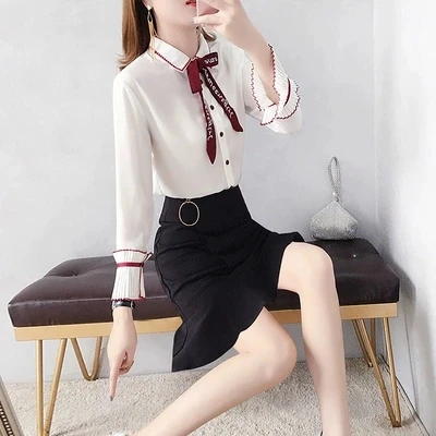 Fashion fishtail skirt suit female summer season New women's high-end casual temperament shirt + two-piece women |