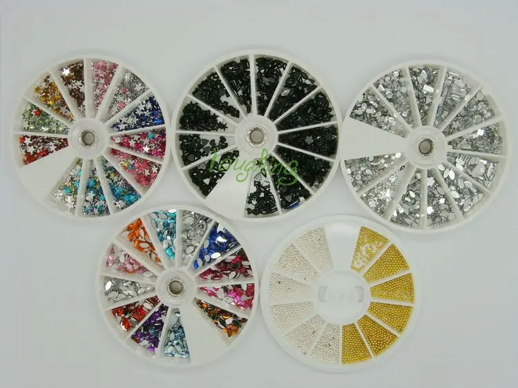 Wholesale!50pcs/set  Nail Art Rhinestones Glitter Tip Gems Wheel Free Shipping!Big Discount