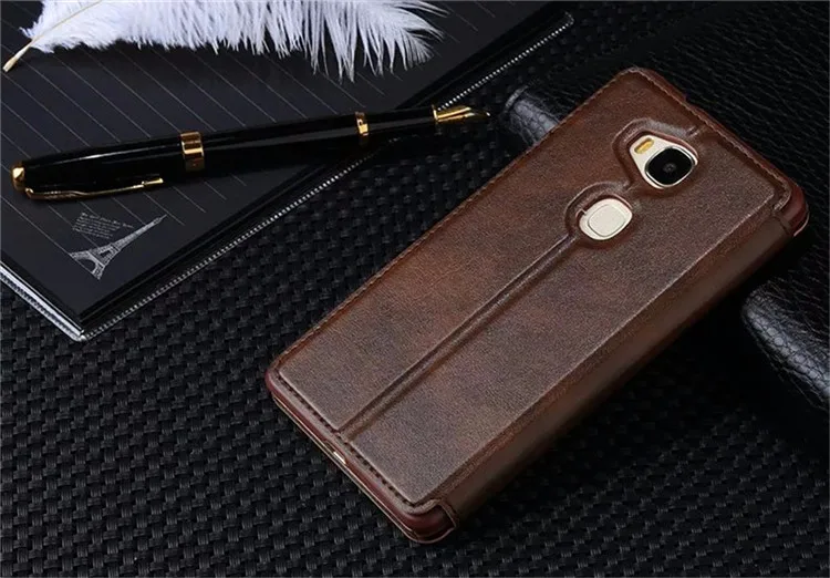 Роскошный кожаный флип-чехол с окошком для huawei Honor 5X X5 GR5 GR5W Kiw-L21 чехол-подставка для телефона с функцией автоматического сна