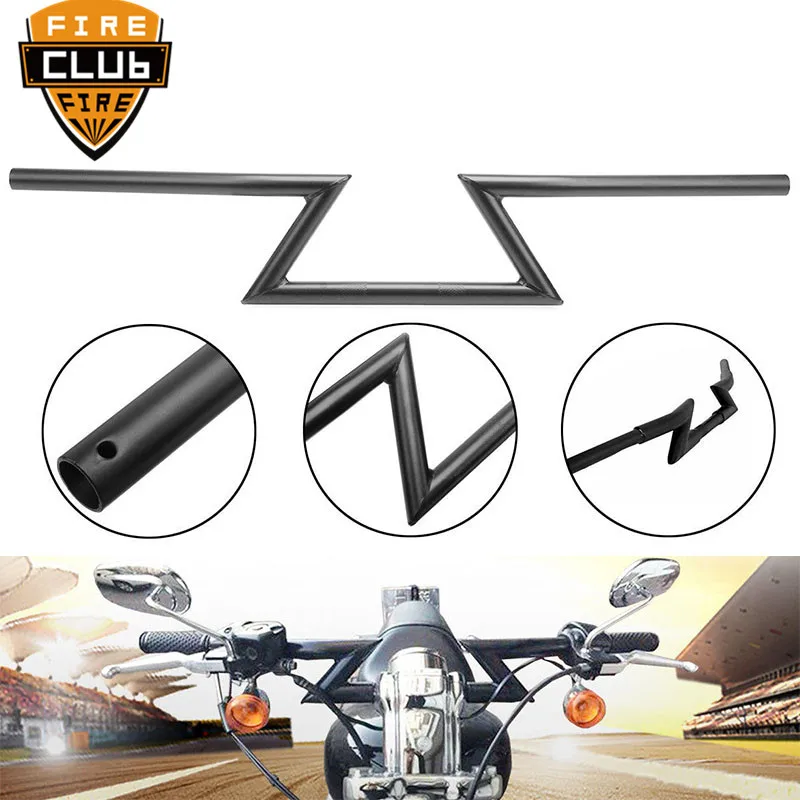 1 &quot25 мм металлический черный/Хромированный руль для мотоцикла Z Bars Yamaha Suzuki Cruiser
