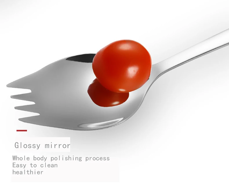1 шт. многофункциональная ложка для салата Spork из нержавеющей стали 304, вилка с длинной ручкой для пикника, вилки для фруктов, используемая для лапши, столовая посуда