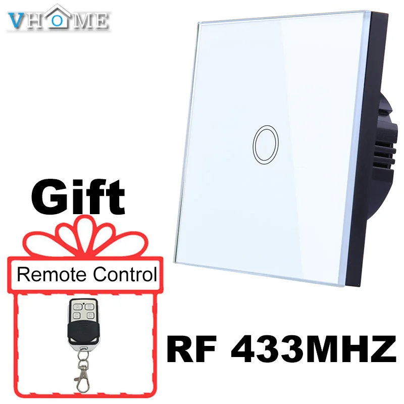 Vhome LED light touch switch rf glass panel Smart remote control EU Type 220V For Home Sensor Switches | Обустройство дома