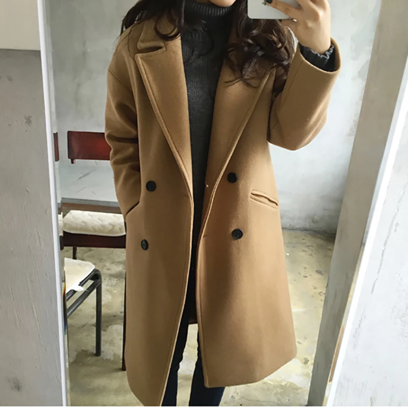 2018 женская осенняя и зимняя шерстяная Смешанная теплая длинная куртка для отдыха