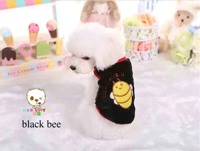 black bee Милый маленький флисовый мини-питомец кошка собака чашка Чихуахуа щенок одежда пальто зимнее теплое маленькое детское домашнее животное Молоко Одежда для собак пальто куртка - Цвет: black bee