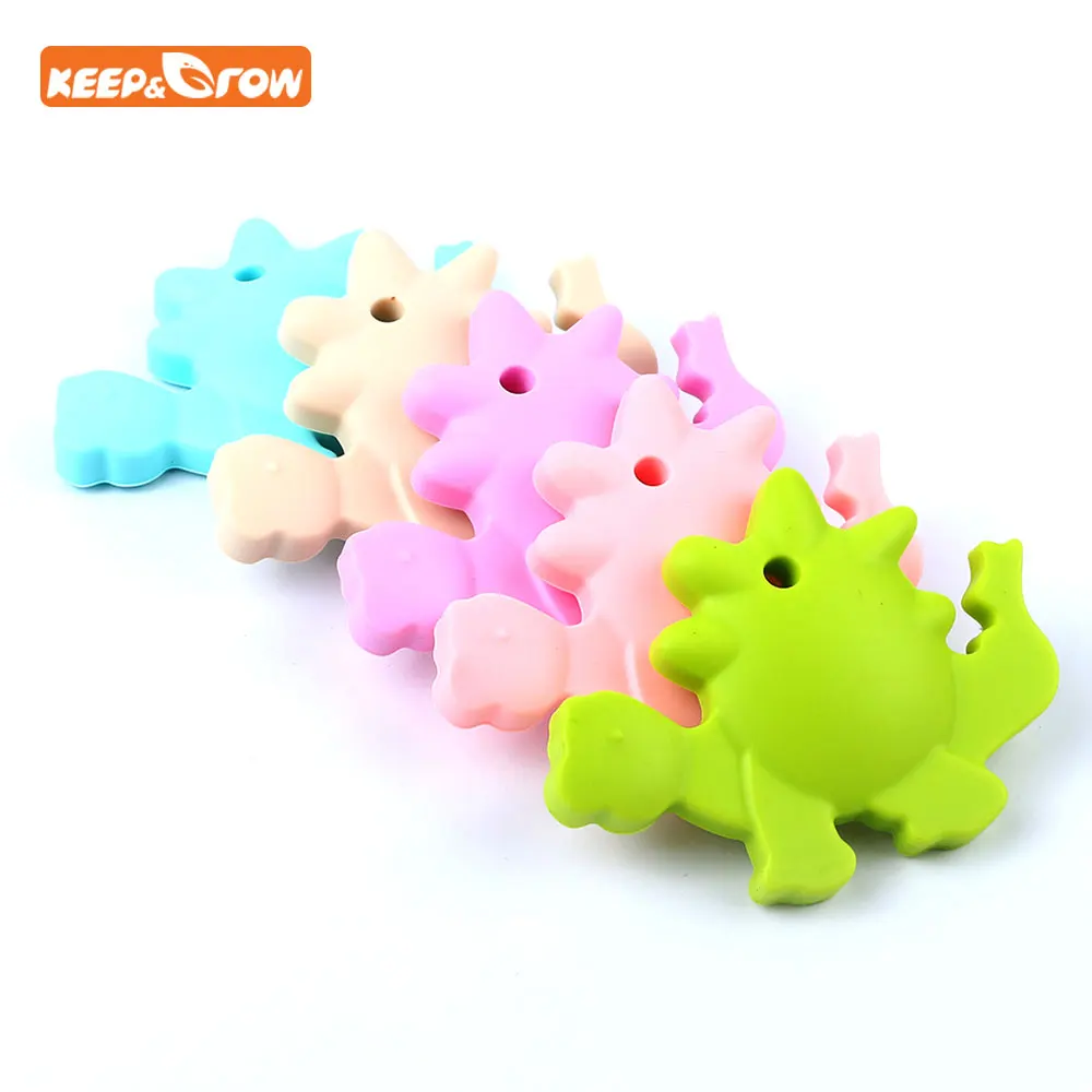

Keep&grow 1Pcs Dinosaur Unicorn Silicone Teether Baby Teething Toys Animal Rubber Baby Shower Gift Food Grade Teether Beads