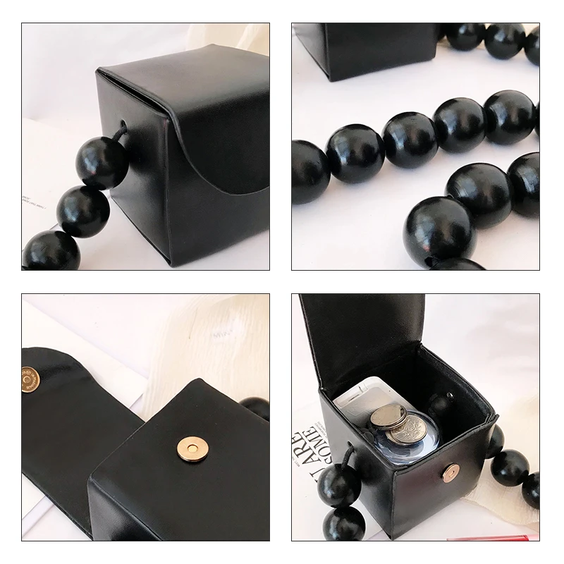 Большая сумка через плечо с деревянными бусинами и ремешком Женская модная новая