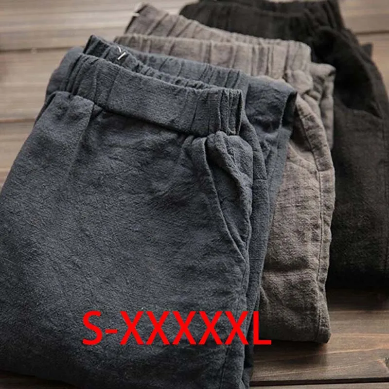 3 цвета плюс размер 5XL шаровары льняные винтажные Большие размеры винтажные брюки женские уличная корейский стиль Карманы Свободные Брюки