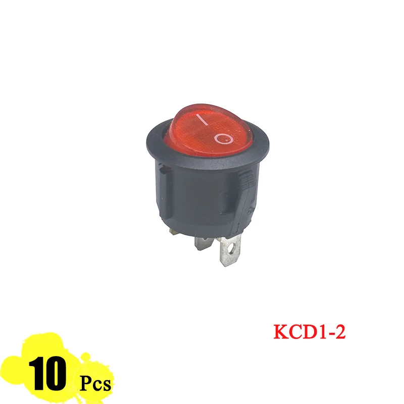 10 шт./лот KCD1 2 23 мм светодиодсветодиодный круглая кнопка SPST 3PIN защелкивающаяся