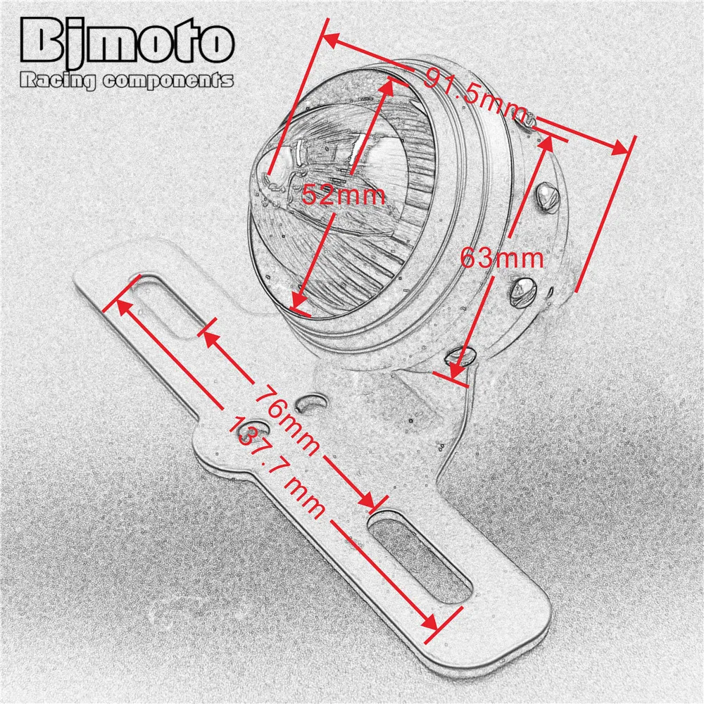 

BJMOTO Metal Universal Black License Plate Bracket Holder With Stop Tail Brake lights For Motorcycle