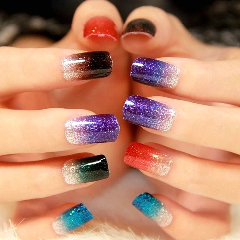 26 листов красивые градиентные блестящие цвета лак для ногтей фольгированные