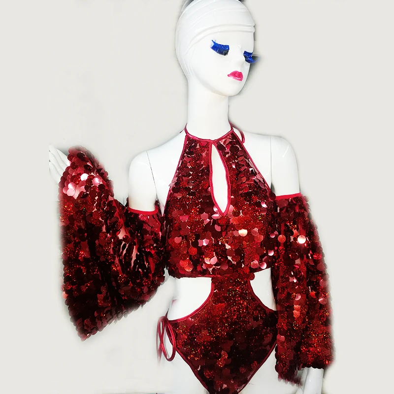 Bling Diamonds Crystals Sexy Bodysuit Sparkly Headpiece Outfit Women Costume Nightclub Singer Birthday Party DJ Performance Wear