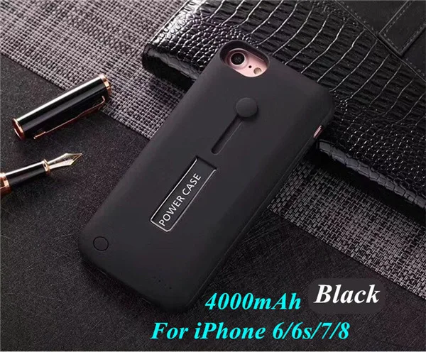 Black for 6 6s 7 8 4000/5000 мАч для iPhone 8/7/6s/6plus, Расширенный чехол для аккумулятора телефона для iPhone X/8/7/6s/6, портативный внешний аккумулятор, чехол для зарядного устройства - Цвет: Black for 6 6s 7 8