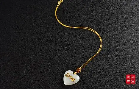 

Gold Pendant, jade pendant, jade necklace, heart shaped jade pendant Pendant