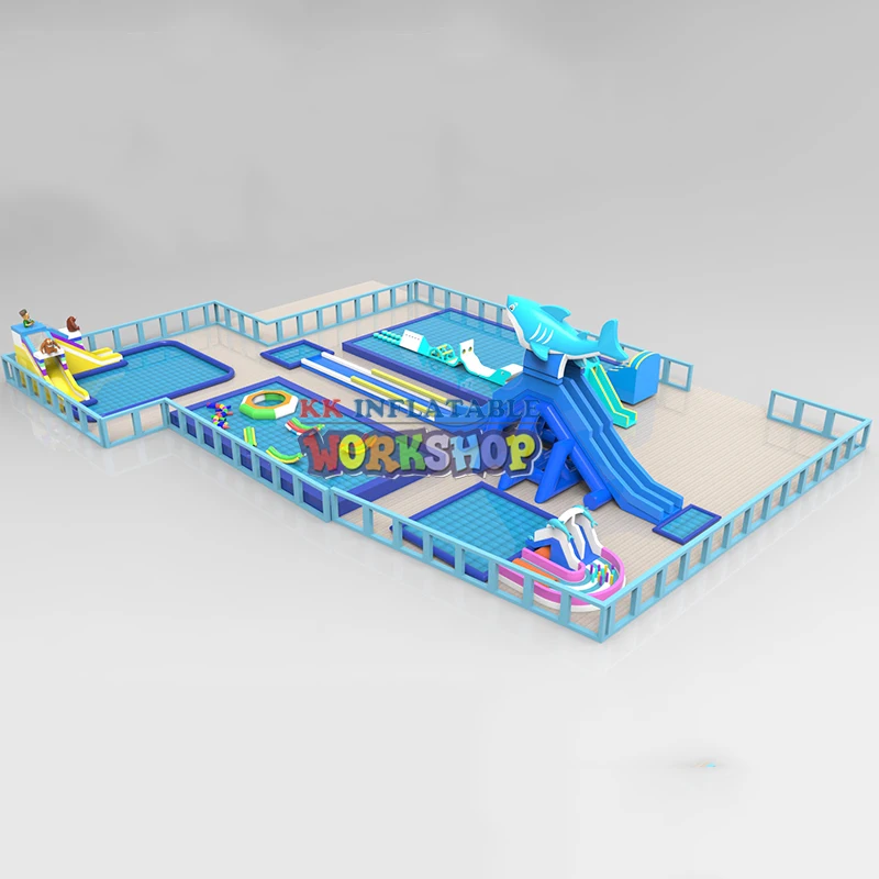 Beste Shark Water Hippo Slide Giant Boven Grond Opblaasbare Water Zwembad Park Games Opblaasbare Zomer Park