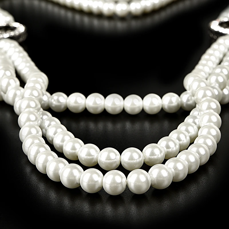 Жемчуг Белый многослойный 8 2 мм размеры 28 32 дюйма|Цепочки| |