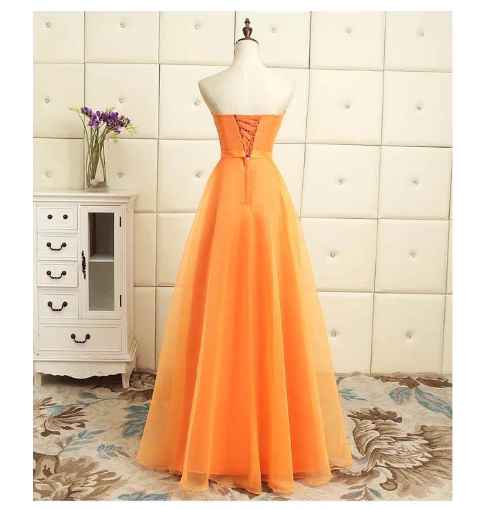 

special ocassion women strapless orange bride dress to party longo event long tulle gown evening dressess ball gowns H4121