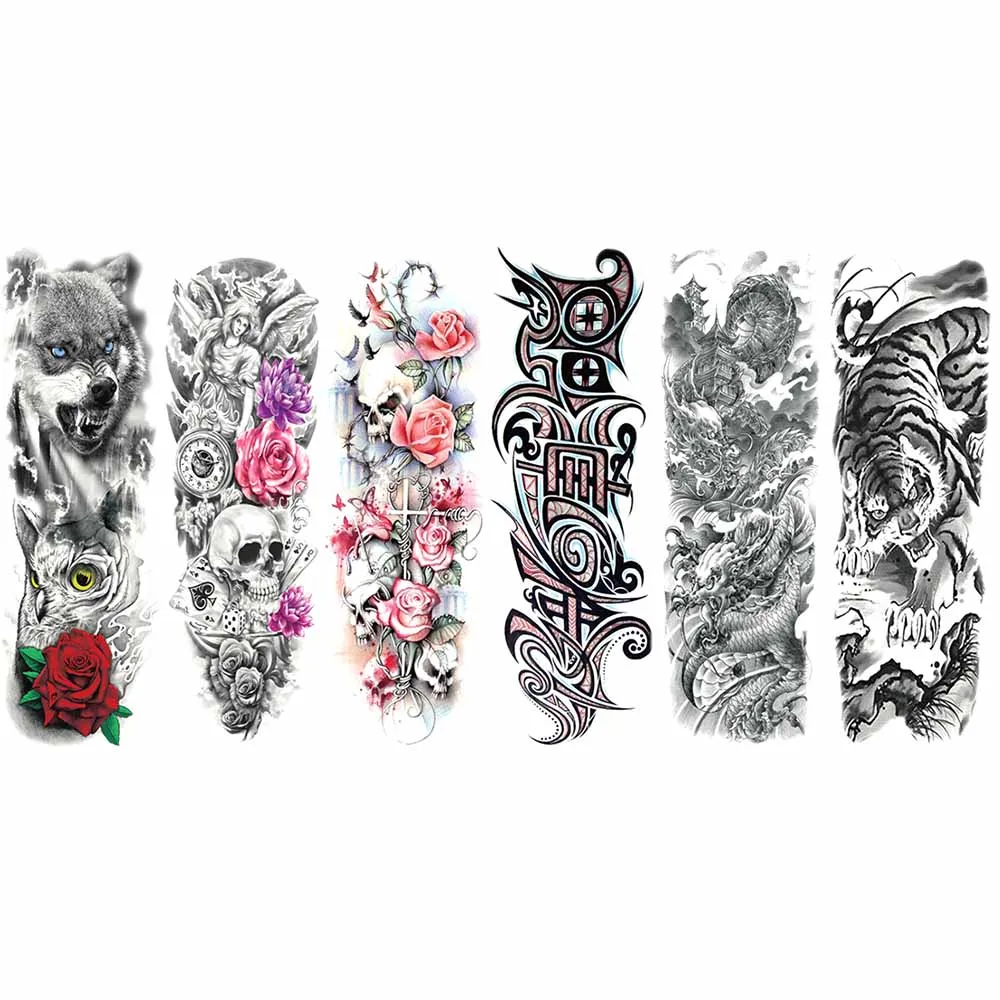 Временные фальшивые татуировки водостойкие наклейки hound часы Череп Покемон