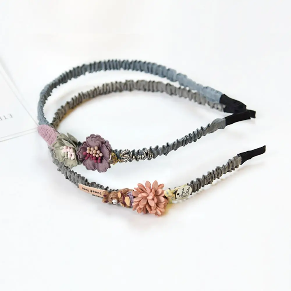 Korean Flower Headband for Girls Rhinestone Crown Hairbands High Quality Women& Girls Hair Accessories Party Handmade Jewelry