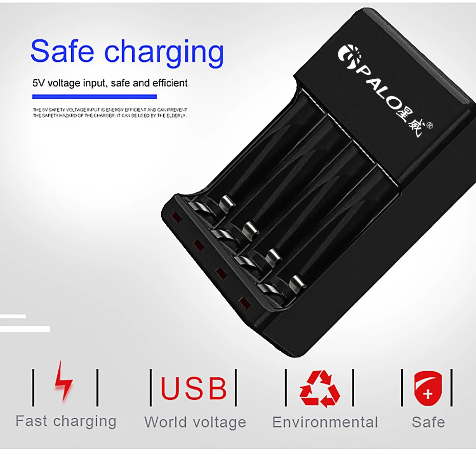 PALO 4 слота USB умная аккумуляторная батарея зарядное устройство для 1,2 в Ni-MH Ni-Cd AA AAA перезаряжаемые батареи