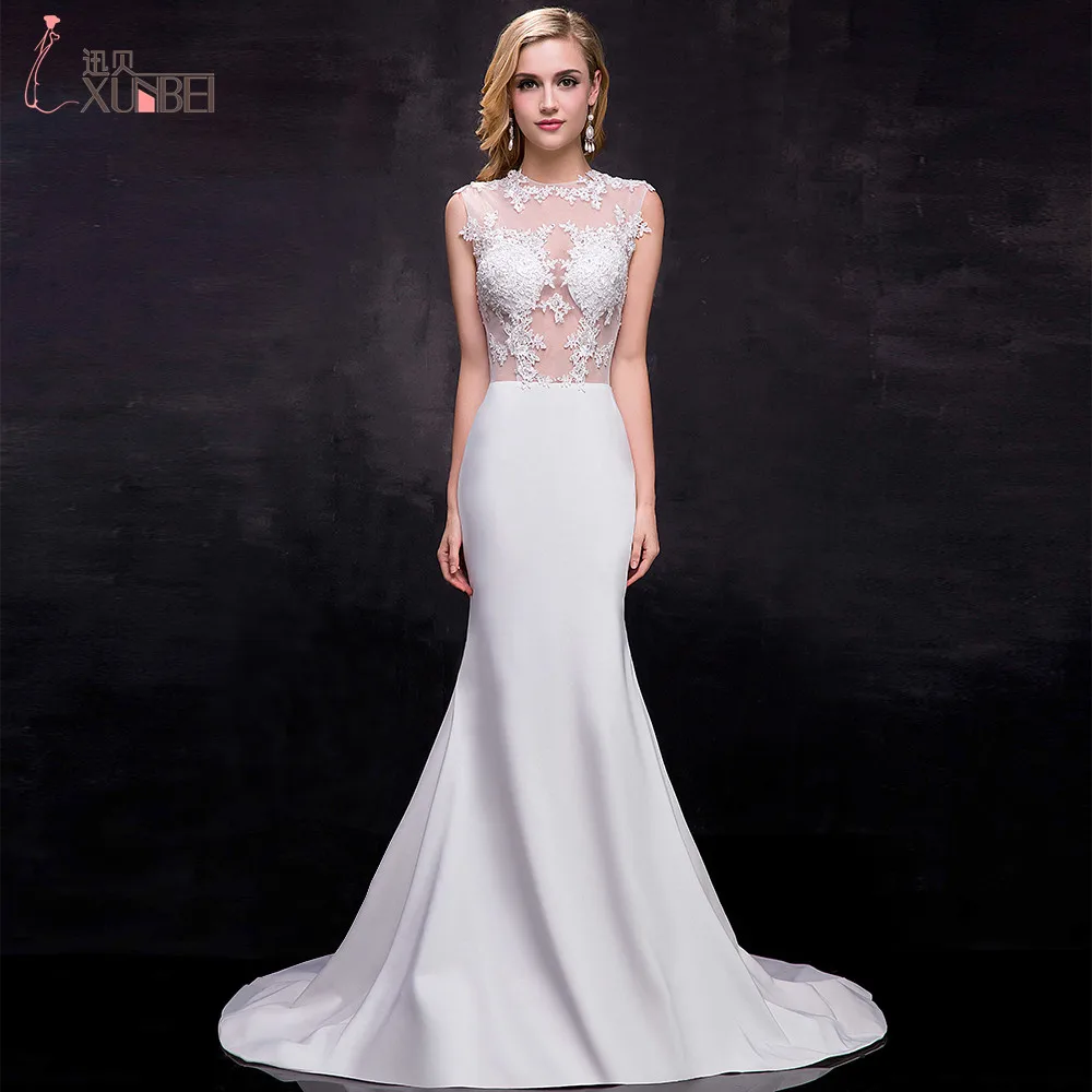 2017 Лидер продаж Бато Русалка вечернее платье Аппликации Sheer Кружева кисть Поезд