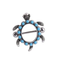 12pcslot turtle shaped nipple ring punk stainless steel nipple shield rings body piercing jewelry 14g