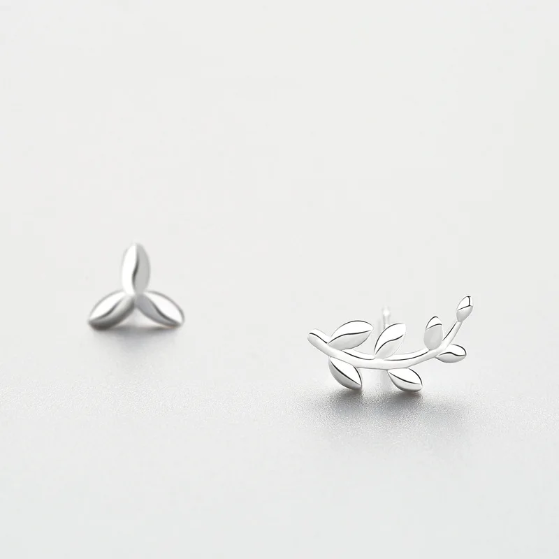 INZATT Trendy 100% 925 Sterling Silver Leaf Stud Earrings For Women Birthday Party Promotion Charm Fashion Style Jewelry Gifts | Украшения