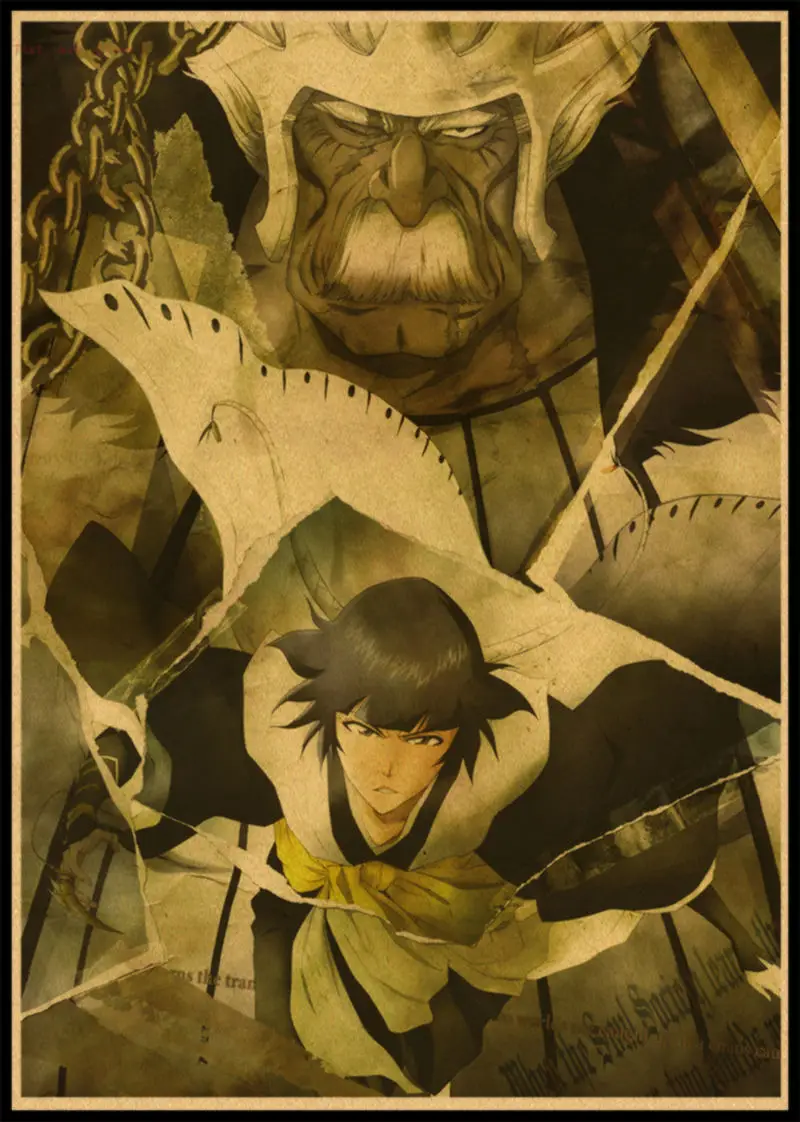 BLEACH Kurosaki ichigo Kuchiki Rukia стикер на стену плакат из крафт-бумаги японского аниме 42*30 см без рамки - Цвет: Розовый