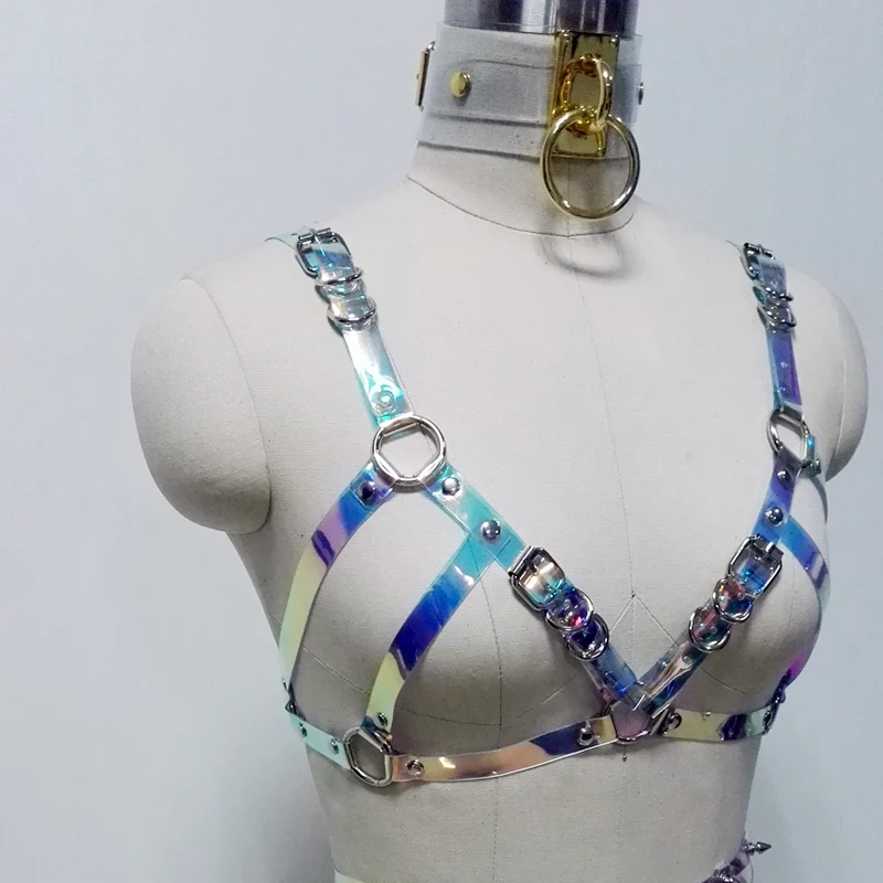 Пояс подвязка ручной работы из ПВХ с 4 лямками в готическом стиле|harness belt|choker braspike