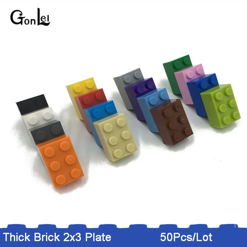 50 шт./лот MOC толстый Кирпич 2x3 Плиты строительные блоки сборные Кирпичи DIY игрушки