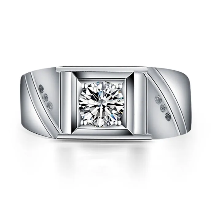 Мужское бриллиантовое обручальное кольцо с искусственным кубическим цирконием |