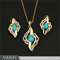 kfvanfi hot selling fashion necklace earrings jewellery indian gold color jewelry sets with blue stone for women anniversary