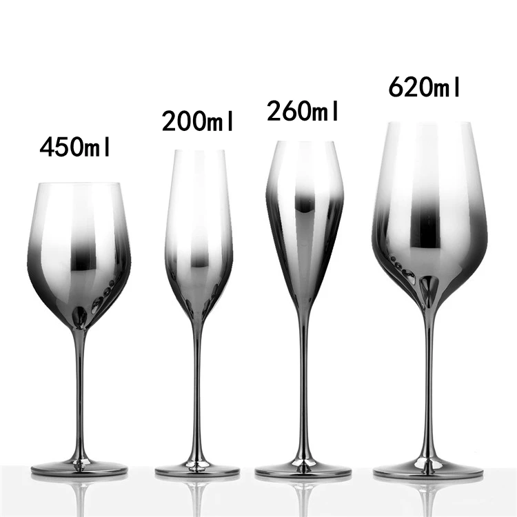 Классический металлический цветной хрустальный стеклянный бокал с серебряным