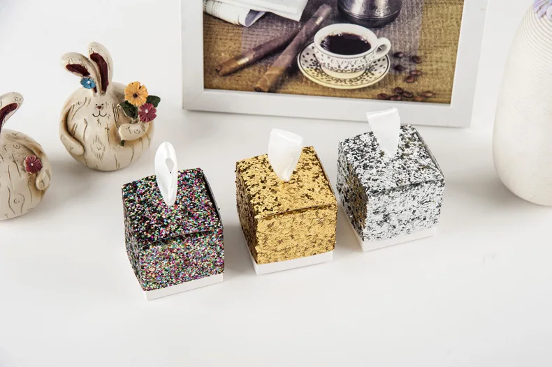 

Новая Свадебная вечеринка свадебные сувениры и подарки коробка для конфет с золотым блеском пользу Коробки с лентой для вечеринок 600 шт