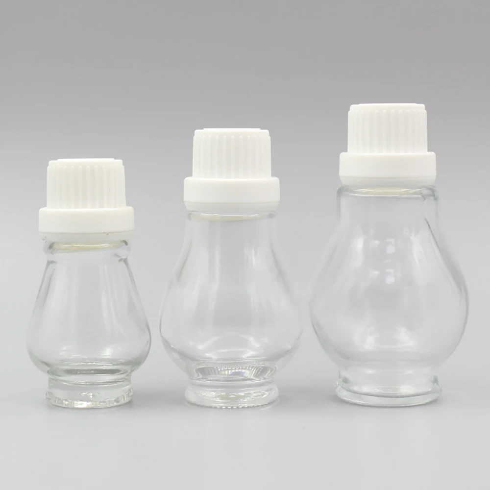 Clear 10ml Glass Vial with Screw Cap, Black/White Big Plastic Cover