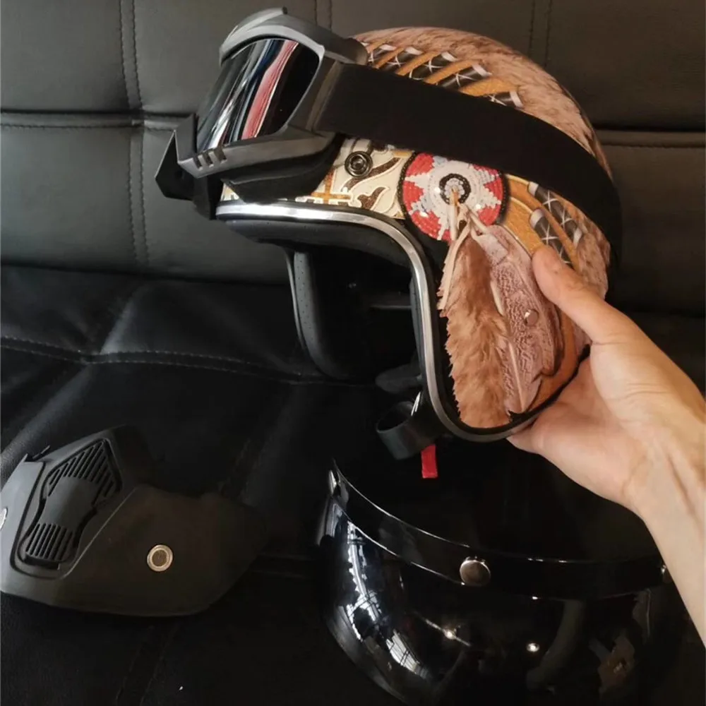 

New Indians Man Helmet Motorcycle Half Open Face Helmet Motocross Cool Personality Down Hill Helmet S M L Xl Xxl