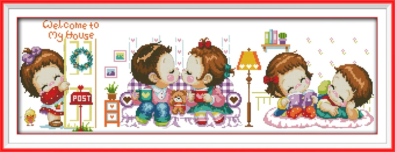 Добро пожаловать в мой дом картины с надписью love Decor рассчитаны на холст DMC 11CT 14CT