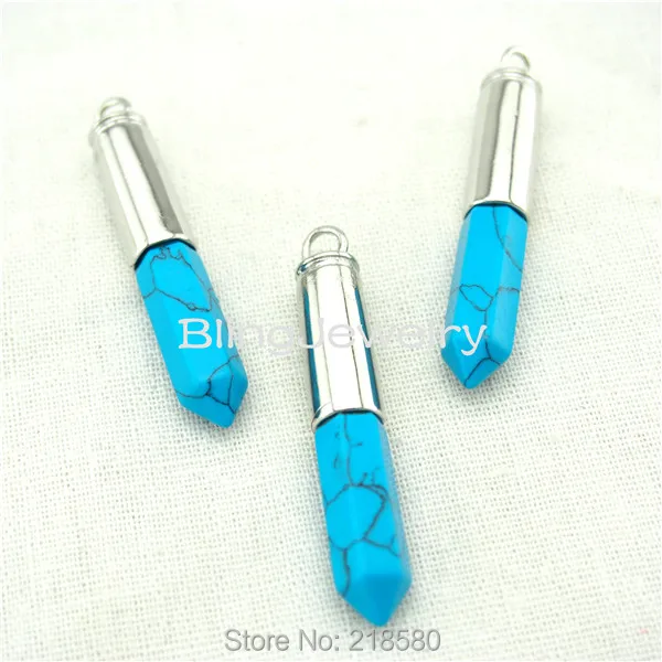 

H-SP871 Howlite Point Pendant with Silver Cap,Silver Bullet Pendant