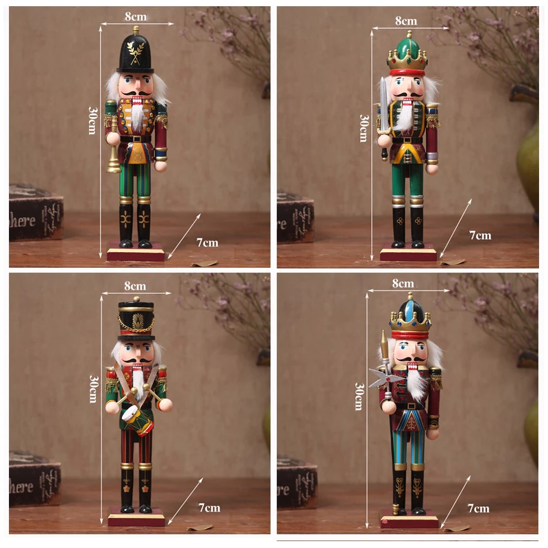 4 шт./компл. 30 см деревянный Щелкунчик кукла солдата винтажное ремесло Кукольное