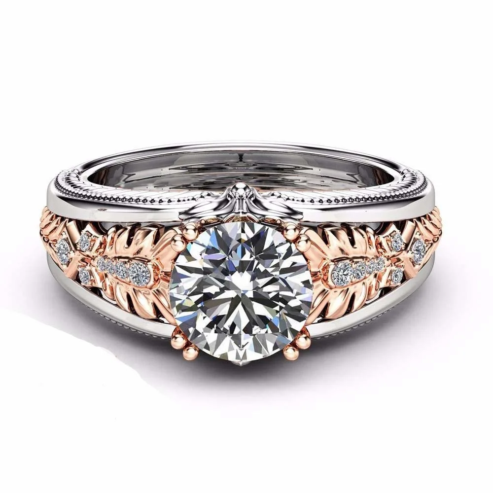 Серебристый 14k розовое золото 1 карат бриллиантовое кольцо для женщин Bizuteria Bague Etoile сапфир Gemstone14k золото и бриллиант обручальное кольцо с топазом - Цвет камня: Серебристый