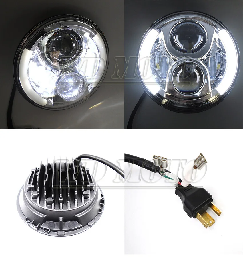 7 Inch Motorcycle LED DRL Projector Headlights With Angel Light IP67 For Harley Davidson FLS FLSTC FLSTF FLSTFB |