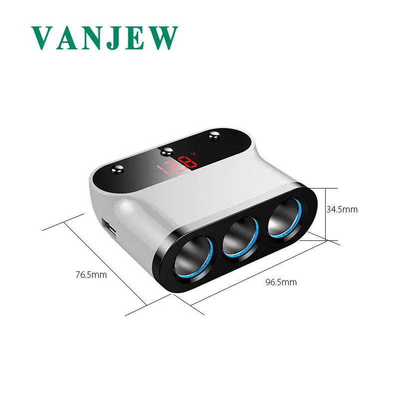 Автомобильный прикуриватель VANJEW C12 с 3 разъемами адаптер питания 2 usb-порта