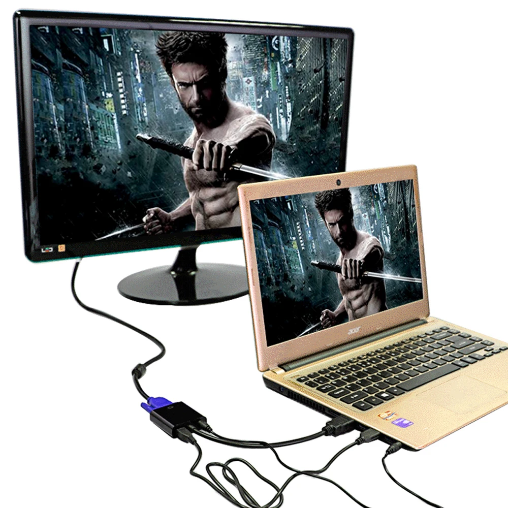 Perlinta HDMI TO VGA с аудио кабель и дополнительные USB Адаптеры питания, позолоченные высокого-Скорость 1080 P HDMI конвертер VGA адаптер