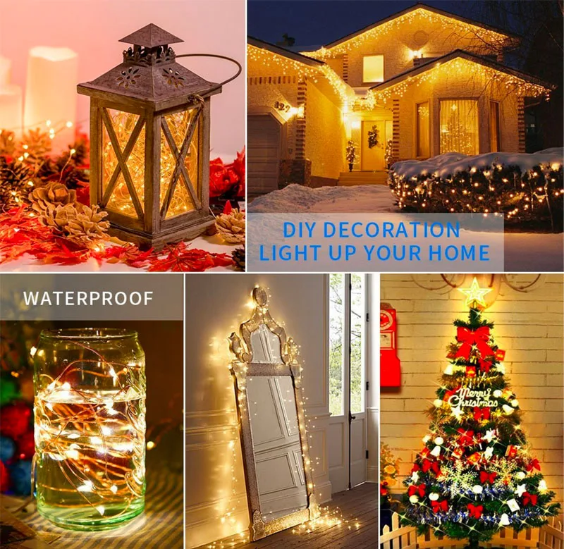 Светодиодная гирлянда с медным проводом 100 светодисветодиодный 10 м|outdoor decoration|string