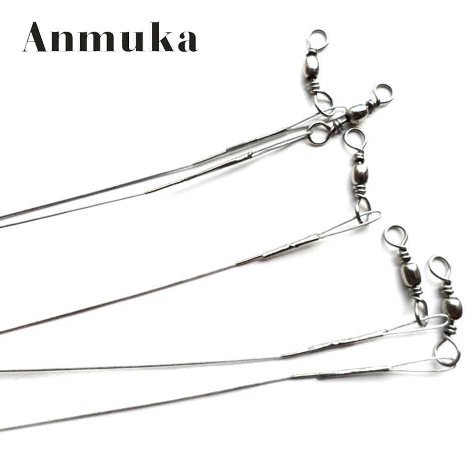 5 шт./лот анти укуса стальная леска с крючком стальной проволоки лидер поворотным