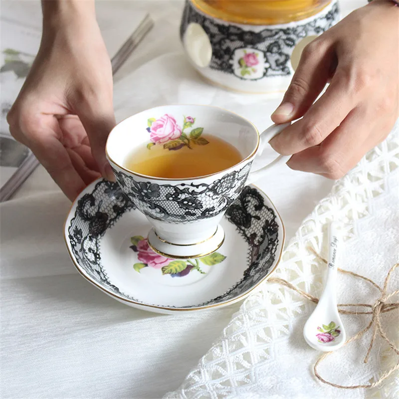 Европейский кружевной узор креативная кофейная чашка и блюдце набор для