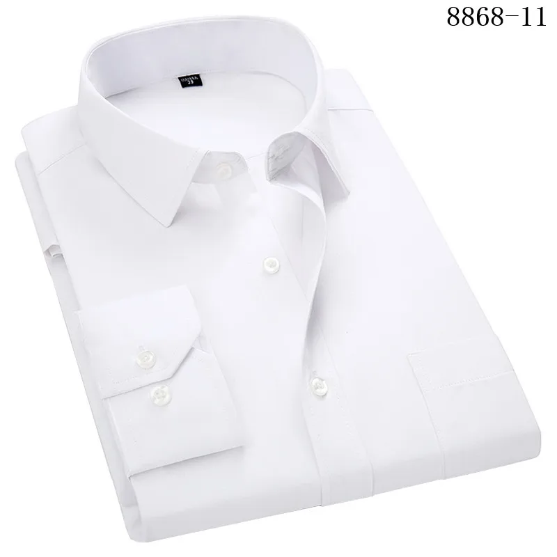 4XL 5XL 6XL 7XL 8XL большой размер мужская деловая Повседневная рубашка с длинными рукавами белая синяя Черная умная мужская деловая рубашка плюс - Цвет: 8868-11 White