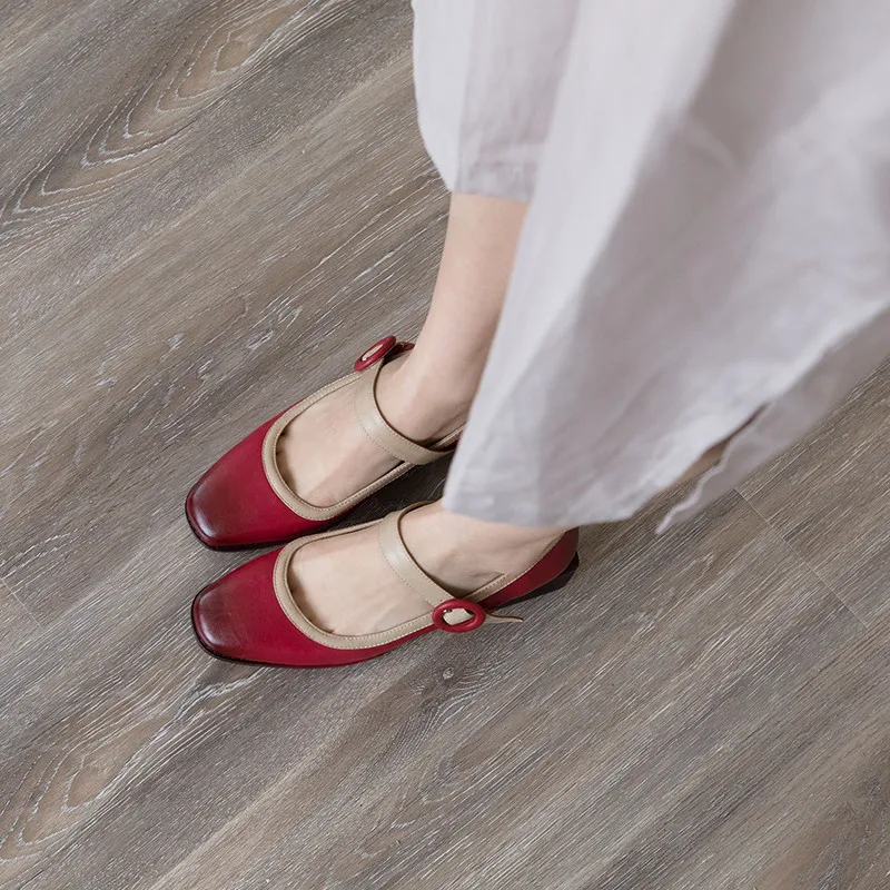 Женские винтажные Туфли Мэри Джейн YMECHIC красные и желтые туфли из натуральной