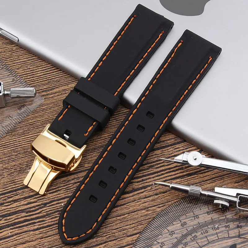 Ремешок силиконовый резиновый для часов tissot спортивный браслет с черной и - Фото №1