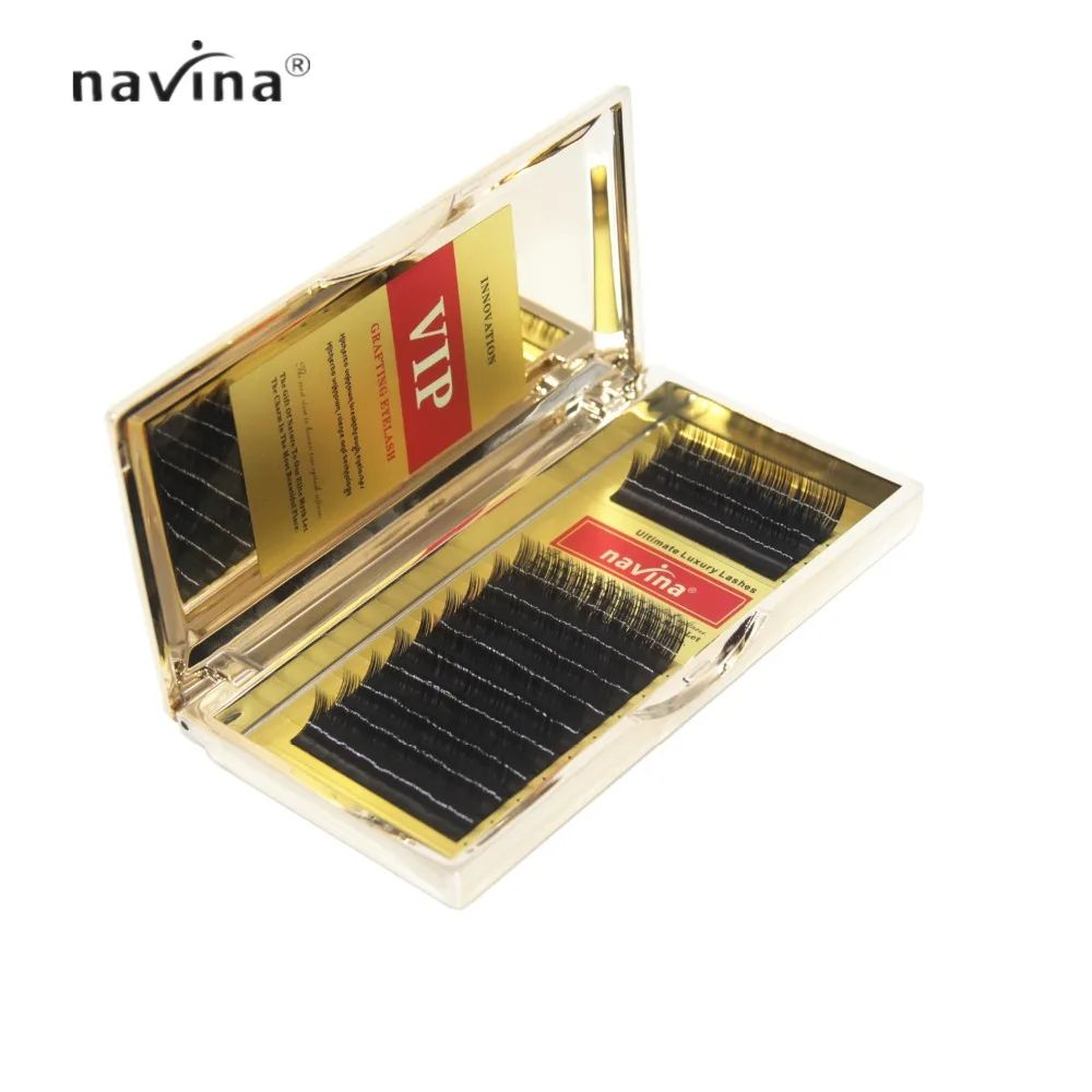 Navina VIP Golden Box накладные ресницы для наращивания норковые черные толстые иновация