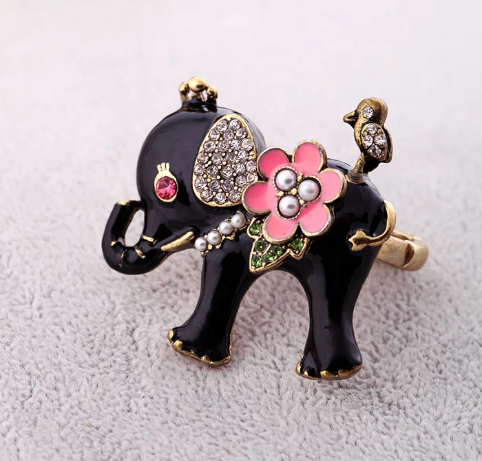 Цветное кольцо с милым слоном по оптовой цене|elephant ring|ring ringcute rings |